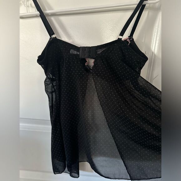 Rampage Intimates Black With Pink Polka Dots Sheer Top Size Small - Picture 8 of 10